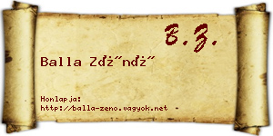 Balla Zénó névjegykártya
